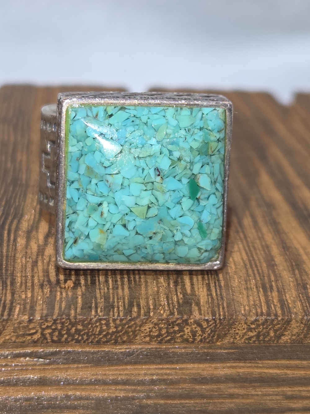 Silpada Vintage Turquoise Mosaic Sterling Silver 925 Statement Ring - Turquoise - Picture 2 of 12